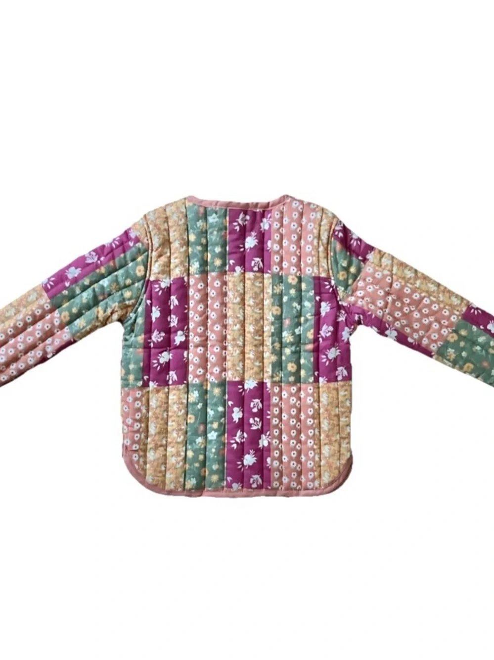 Quilted Patchwork Jacket Pockets Cotton Fall Floral Cottagecore Size 2T
